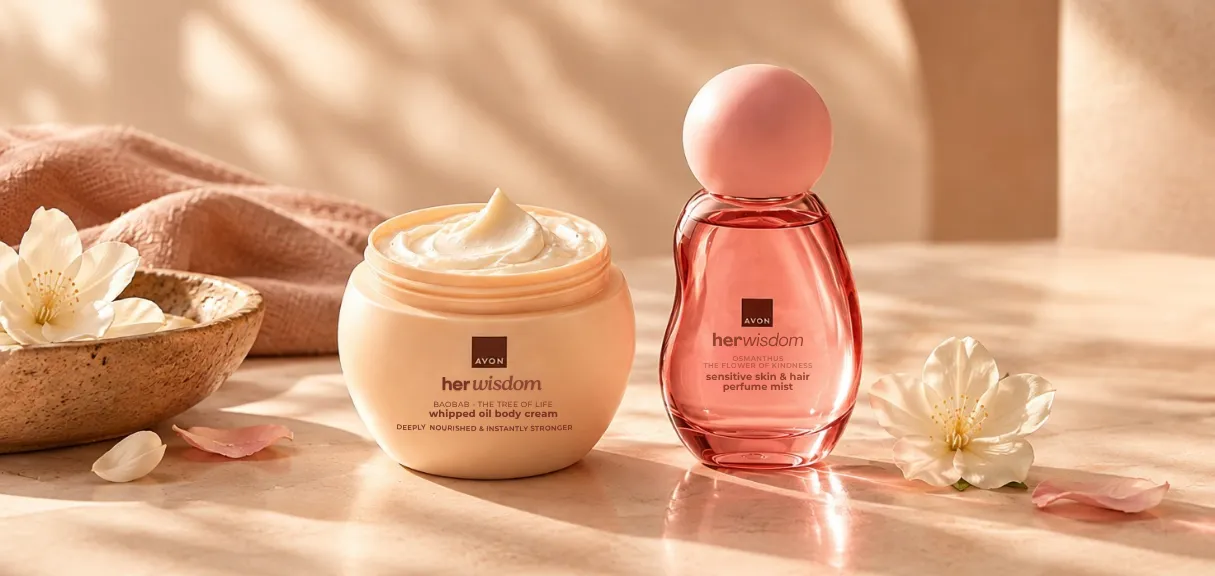 Luxusní tělová péče Avon HerWisdom se zklidňujícími oleji a mýty opředenými ingrediencemi